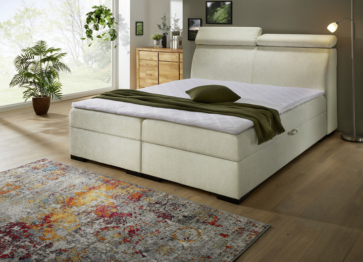Betten - Boxspringbett auf hochwertigem Echtholzgestell, in Farbe CREME Ansicht 1
