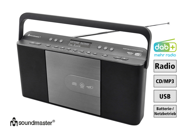 Modern - Soundmaster CD-Kofferradio RCD1870SW, in Farbe SCHWARZ Ansicht 1