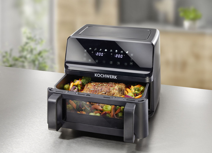 Kochen & Grillen - Digitale Heißluftfritteuse mit Touchdisplay, in Farbe SCHWARZ Ansicht 1