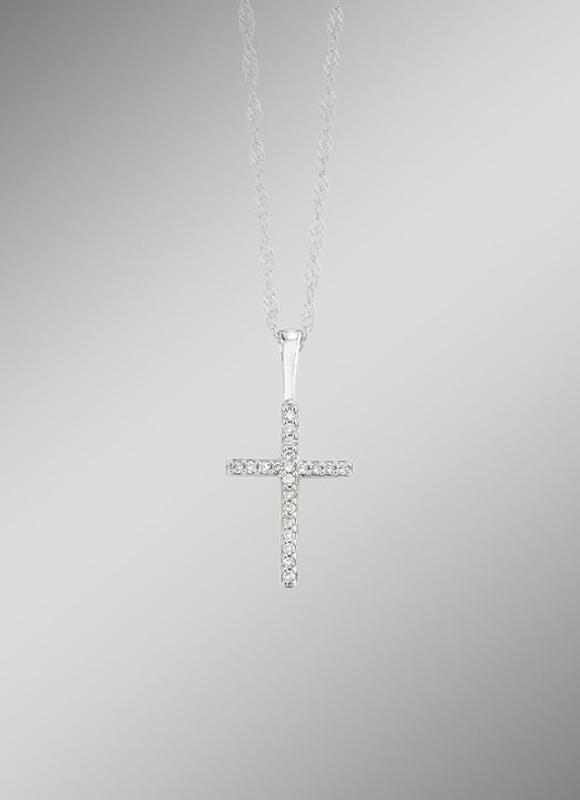 mit Diamanten - Stilvoller Kreuz-Anhänger, in Farbe  Ansicht 1