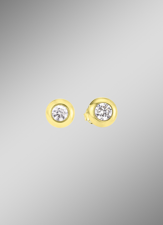 ohne Steine / mit Zirkonia - Ohrstecker mit Zirkonia, in Farbe  Ansicht 1