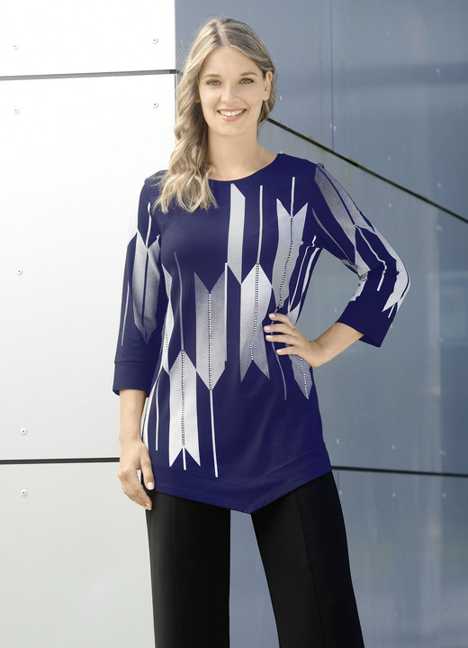 Shirts - Shirt mit Kontrastdruck Shirts - Shirt mit Kontrastdruck, in Größe 038 bis 054, in Farbe MARINE-WEISS