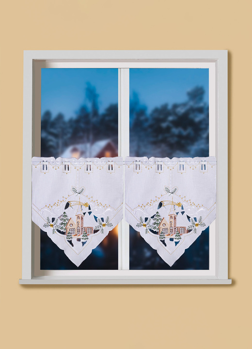 Landhaus & Küche - Scheibenhänger, 2er-Set, in Leinenoptik, in Farbe WEISS-BUNT Ansicht 1