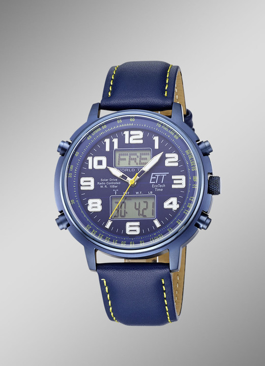 ETT - Funk-Solar-Herrenuhr, in Farbe , in Ausführung Mit Lederband Ansicht 1