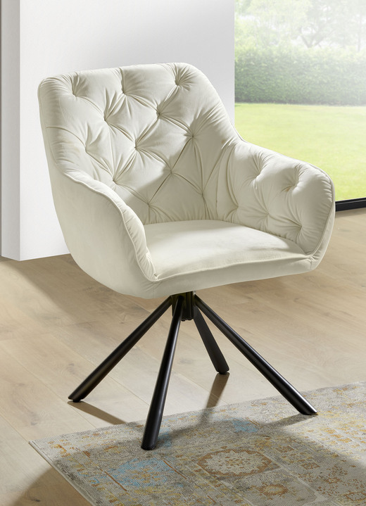 Sitzmöbel - Drehbare Stühle mit bequemer Polsterung, 2er Set, in Farbe BEIGE Ansicht 1