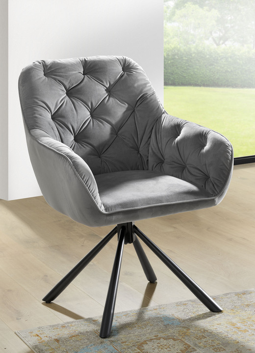 Sitzmöbel - Drehbare Stühle mit bequemer Polsterung, 2er Set, in Farbe GRAU Ansicht 1