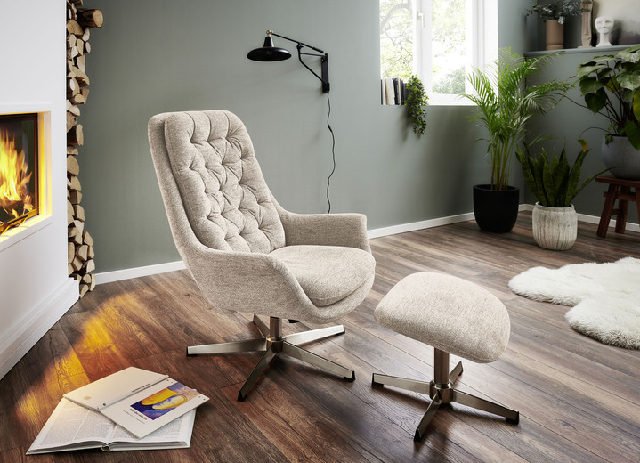 TV- & Relaxsessel - Bequemer Relax-Sessel mit Hocker, in Farbe BEIGE Ansicht 1