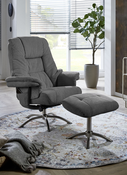 TV- & Relaxsessel - Relax-Sessel mit Hocker und Gestell aus Metall, in Farbe DUNKELGRAU Ansicht 1