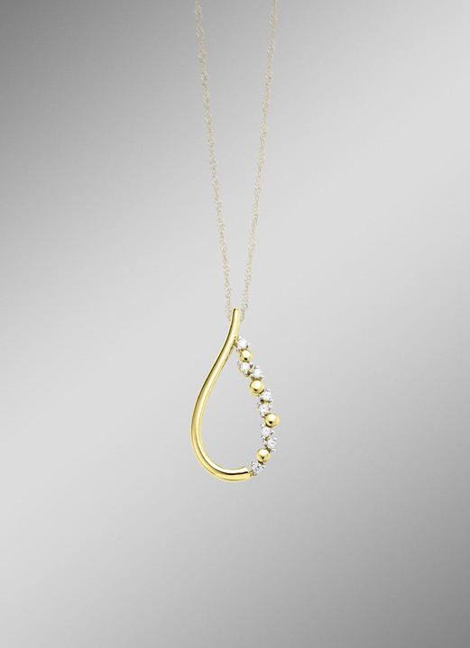 ohne Steine / mit Zirkonia - Eleganter Tropfen-Anhänger mit synth. Zirkonia, in Farbe  Ansicht 1