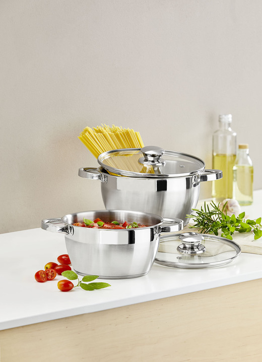 Töpfe, Pfannen & Bräter - Kochgeschirr aus Edelstahl - Ideal für kleine Haushalte, in Farbe EDELSTAHL, in Ausführung Topf-Set, 4-teilig