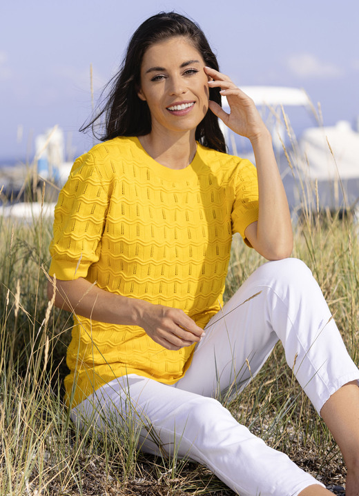 Pullover - Pulli in Mustermix, in Größe 036 bis 052, in Farbe SONNENGELB Ansicht 1