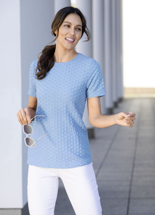 Shirts - Shirt mit interesanter Struktur in 3 Farben, in Größe 036 bis 052, in Farbe BLEU Ansicht 1