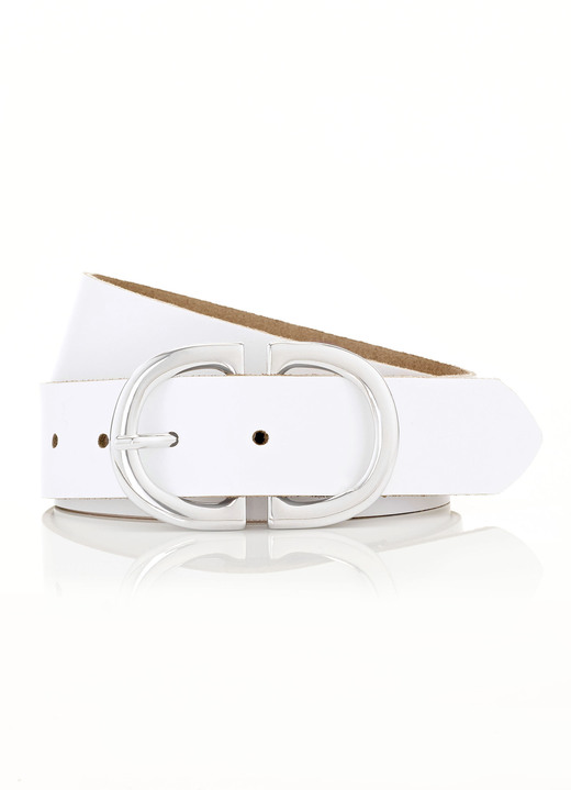Sonstiges - Modischer Damen-Gürtel aus Leder, 3,5 cm breit, in Größe 095 bis 115, in Farbe WEISS