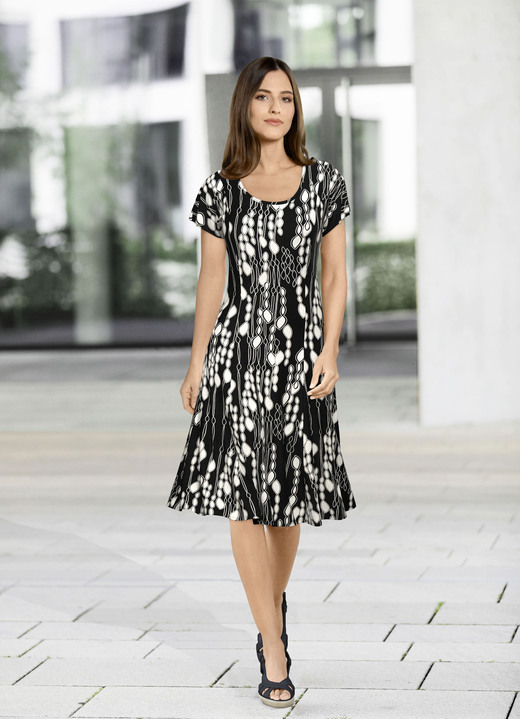 Freizeitkleider - Kleid in Premium Qualität, in Größe 036 bis 552, in Farbe SCHWARZ-ECRU