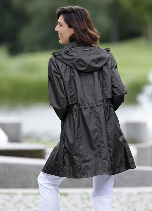 Jacken, Mäntel, Blazer - Longjacke mit abnehmbarer Kapuze, in Größe 019 bis 054, in Farbe SCHWARZ Ansicht 1