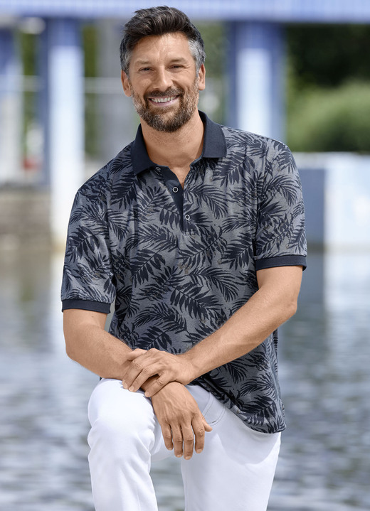 Hemden, Pullover & Shirts - Poloshirt mit Knopfleiste, in Größe 046 bis 062, in Farbe MARINE