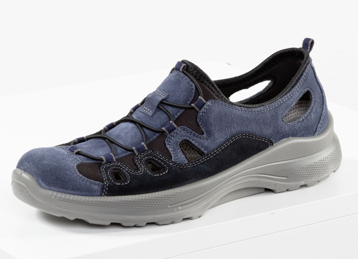Slipper & Schnürschuhe - GINO GALANTE Slipper mit elastischer Zierschnürung, in Größe 040 bis 047, in Farbe BLAU Ansicht 1