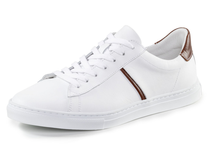 Slipper & Schnürschuhe - GINO GALANTE Sneaker aus Rind-Nappaleder, in Größe 040 bis 046, in Farbe WEISS-BRAUN Ansicht 1