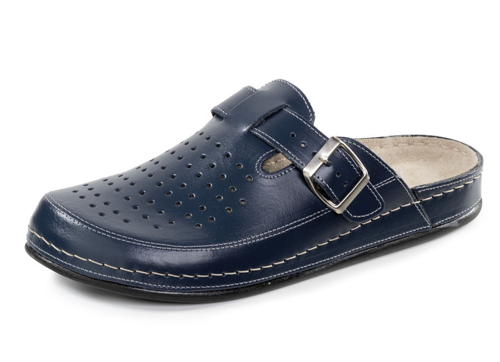Sandalen & Pantoletten - Pantolette aus Nappaleder mit luftiger Perforation, in Größe 041 bis 046, in Farbe MARINE Ansicht 1
