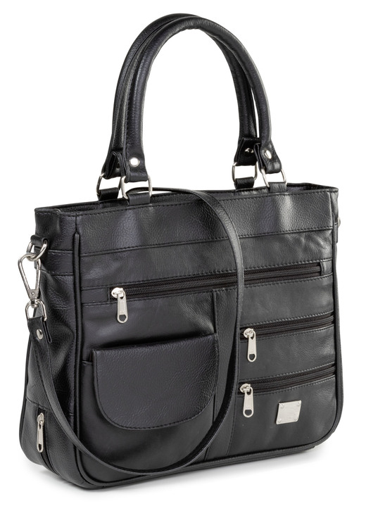 Taschen - Laurina Tasche aus Nappaleder und Synthetikmaterial, in Farbe SCHWARZ Ansicht 1