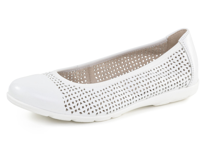 Komfortschuhe - Caprice, sommerliche Damen-Ballerinas, Weite G, mit Gummizug, in Größe 036 bis 042, in Farbe WEISS Ansicht 1