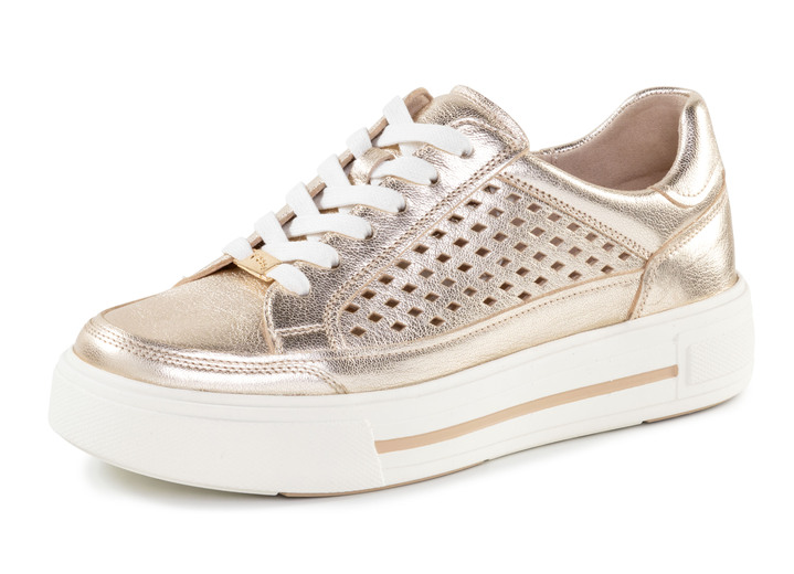 Komfortschuhe - ELENA EDEN Sneaker aus Nappaleder mit luftiger Perforation, in Größe 3 1/2 bis 8, in Farbe GOLD Ansicht 1