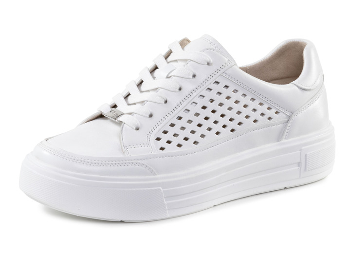 Komfortschuhe - ELENA EDEN Sneaker aus Nappaleder mit luftiger Perforation, in Größe 3 1/2 bis 8, in Farbe WEISS Ansicht 1