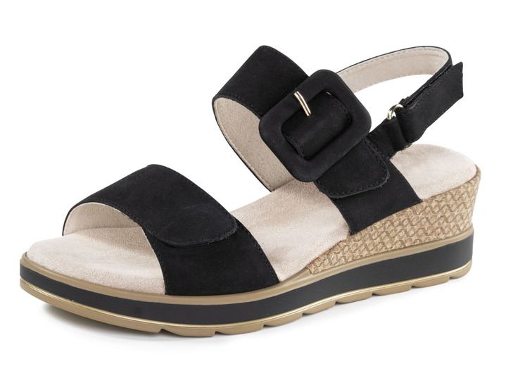 Komfortschuhe - ELENA EDEN Sandalette aus feinem Nubukleder, in Größe 036 bis 042, in Farbe SCHWARZ Ansicht 1