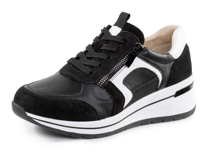 Komfortschuhe - ELENA EDEN, sytlische Damen-Sneaker, Weite H, mit herausnehmbarem Fußbett, in Größe 036 bis 042, in Farbe SCHWARZ-WEISS Ansicht 1