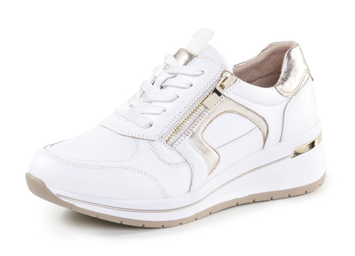 Komfortschuhe - ELENA EDEN, sytlische Damen-Sneaker, Weite H, mit herausnehmbarem Fußbett, in Größe 036 bis 042, in Farbe WEISS-GOLD Ansicht 1