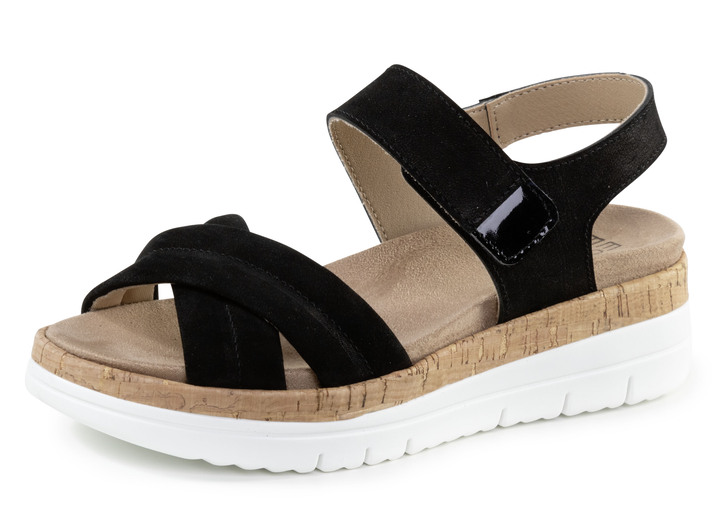 Komfortschuhe - ELENA EDEN Sandale aus Nubuk- oder Veloursleder, in Größe 035 bis 041, in Farbe SCHWARZ Ansicht 1