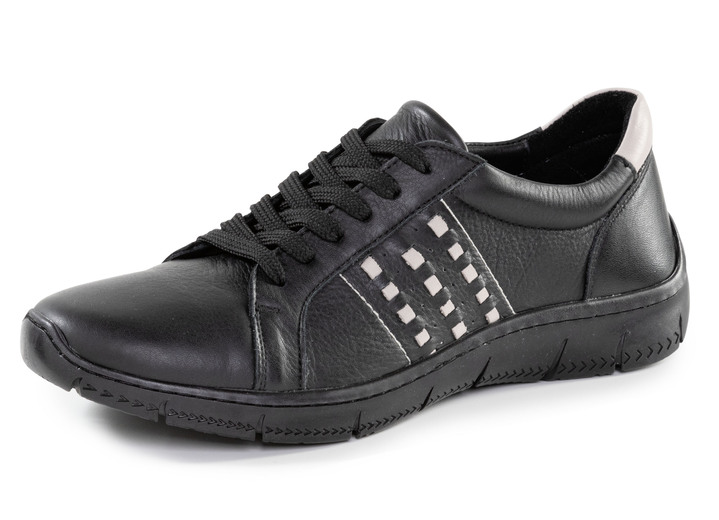 Komfortschuhe - Andrea Conti aus Nappaleder mit Kontrastdurchzügen, in Größe 036 bis 042, in Farbe SCHWARZ Ansicht 1