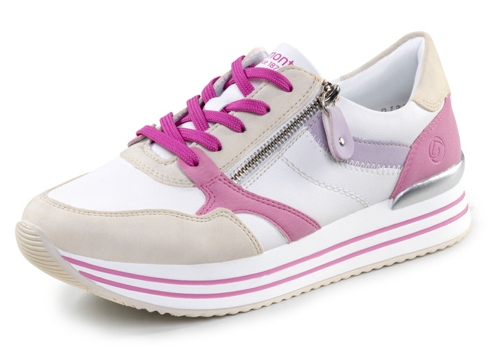 Komfortschuhe - Remonte Schnür-Sneaker aus Nappaleder, in Größe 036 bis 042, in Farbe CREME-BUNT Ansicht 1