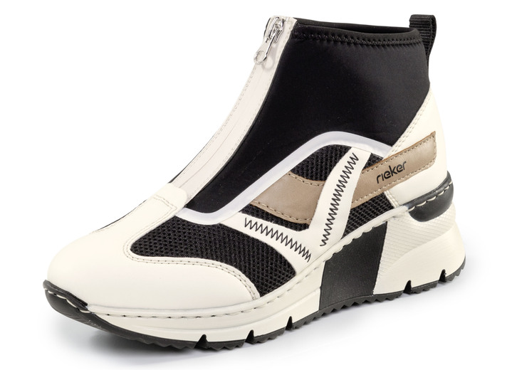 Komfortschuhe - Rieker Bootie mit Schaft aus elastischem Textil, in Größe 036 bis 042, in Farbe CREME-SCHWARZ-BRAUN Ansicht 1