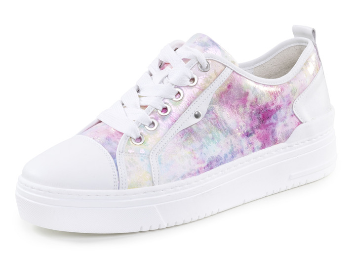 Komfortschuhe - Waldläufer Schnür-Sneaker mit verspieltem Druck, in Größe 3 1/2 bis 8, in Farbe WEISS-MULTICOLOR Ansicht 1