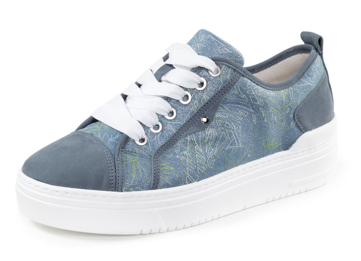 Komfortschuhe - Waldläufer Schnür-Sneaker mit verspieltem Druck, in Größe 3 1/2 bis 8, in Farbe JEANS Ansicht 1