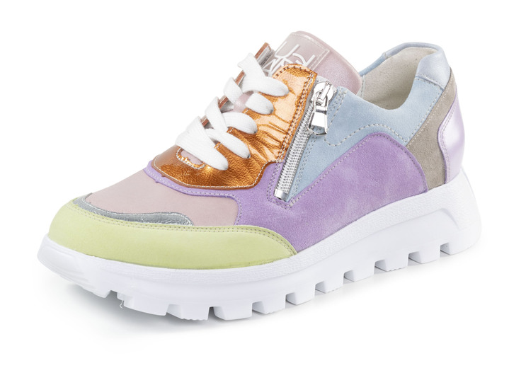 Komfortschuhe - Waldläufer Schnür-Sneaker aus edlem Leder-Materialmix, in Größe 3 1/2 bis 8, in Farbe MULTICOLOR Ansicht 1