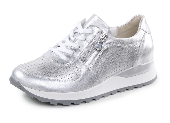 Komfortschuhe - Waldläufer Schnür-Sneaker aus Nappaleder, in Größe 3 1/2 bis 8, in Farbe SILBER Ansicht 1