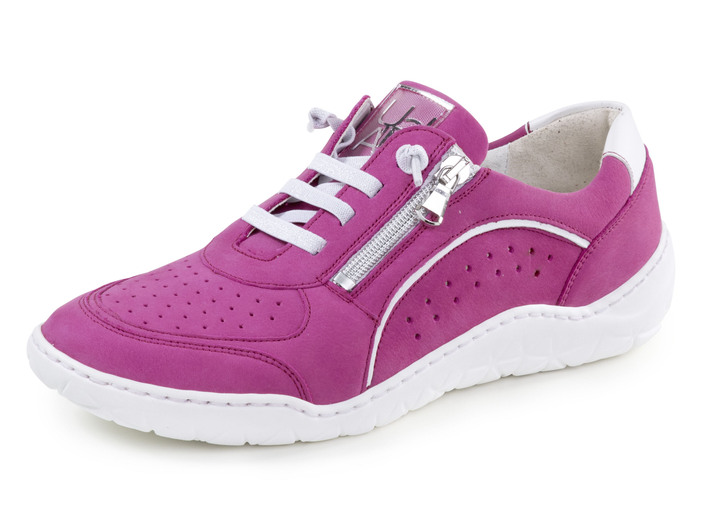 Komfortschuhe - Waldläufer Sneaker mit Perforation, in Größe 3 1/2 bis 8, in Farbe PINK-WEISS Ansicht 1