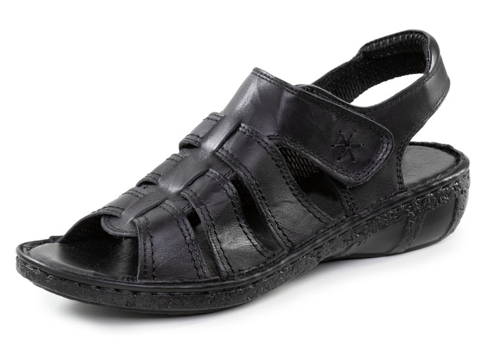 Komfortschuhe - ELENA EDEN Sandale aus Nappaleder mit dezenter Knitter-Struktur, in Größe 036 bis 042, in Farbe SCHWARZ Ansicht 1