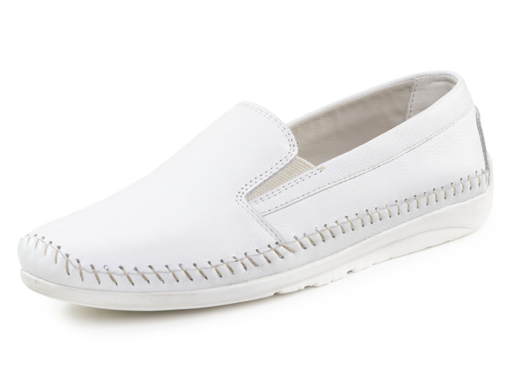 Komfortschuhe - ELENA EDEN Slipper mit seitlichen Gummizügen, in Größe 036 bis 042, in Farbe WEISS Ansicht 1