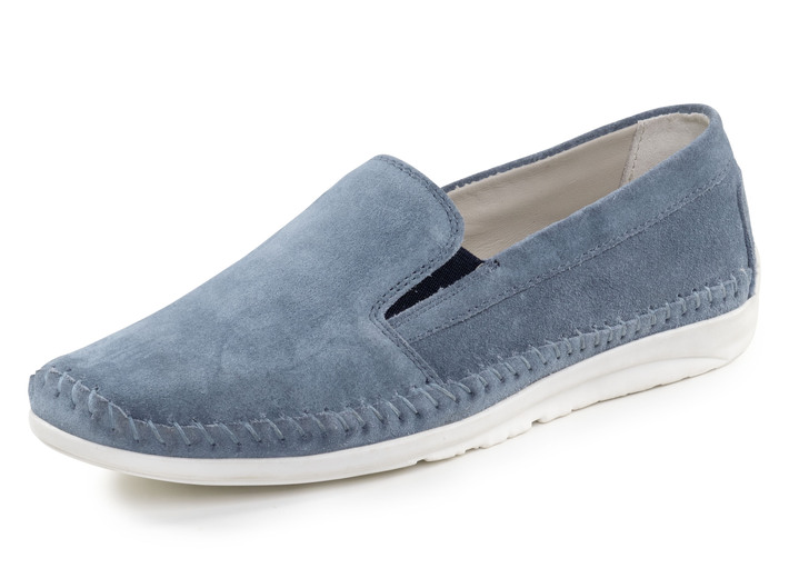 Komfortschuhe - ELENA EDEN Slipper mit seitlichen Gummizügen, in Größe 036 bis 042, in Farbe JEANS Ansicht 1