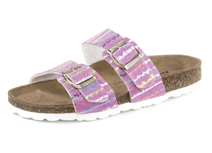 Komfortschuhe - ELENA EDEN Pantolette aus interessant dessiniertem Synthetik, in Größe 036 bis 042, in Farbe PINK-BUNT Ansicht 1