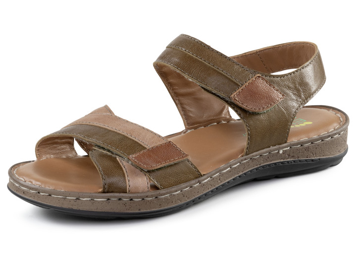 Komfortschuhe - ELENA EDEN Sandale aus Nappaleder mit Kontrastbesätzen, in Größe 036 bis 042, in Farbe BRAUN Ansicht 1