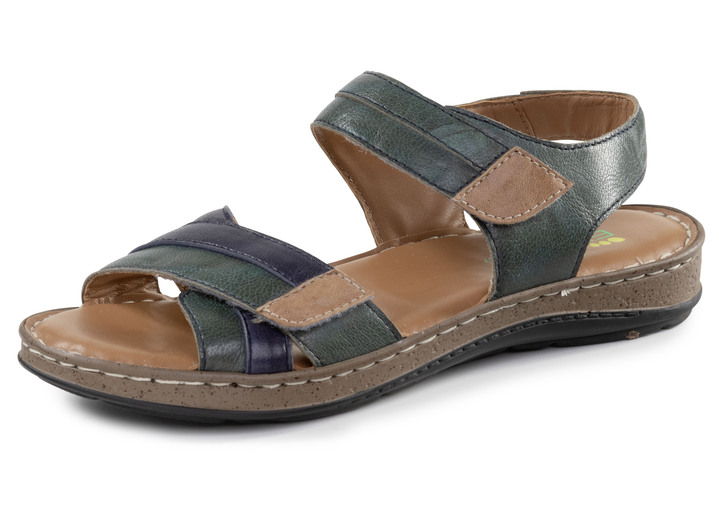 Komfortschuhe - ELENA EDEN Sandale aus Nappaleder mit Kontrastbesätzen, in Größe 036 bis 042, in Farbe PETROL-BLAU Ansicht 1
