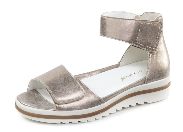 Komfortschuhe - Waldläufer Sandale mit herausnehmbarem Lederfußbett, in Größe 3 1/2 bis 8, in Farbe ANTIKGOLD Ansicht 1