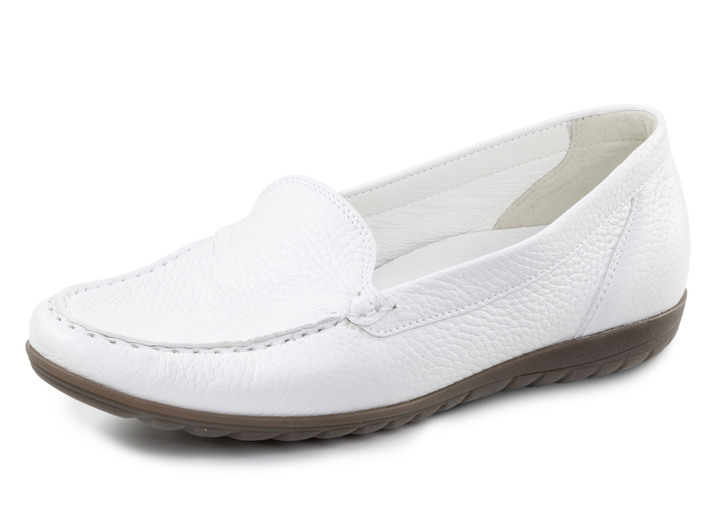 Komfortschuhe - Waldläufer, bequeme Damen-Slipper, Weite H, mit herausnehmbarem Fußbett, in Größe 3 1/2 bis 8, in Farbe WEISS Ansicht 1
