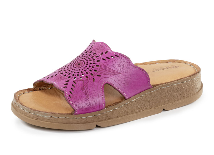 Komfortschuhe - Gemini Pantolette aus Nappaleder mit Perforation, in Größe 036 bis 042, in Farbe PINK Ansicht 1