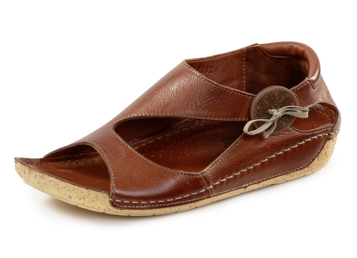 Komfortschuhe - Gemini Sandale aus teils schattiertem Rind-Nappaleder, in Größe 036 bis 042, in Farbe COGNAC Ansicht 1