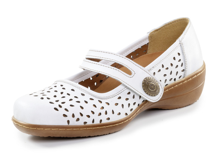 Slipper & Schnürschuhe - ELENA EDEN Spangenschuh aus luftig perforiertem Nappaleder, in Größe 036 bis 043, in Farbe WEISS Ansicht 1
